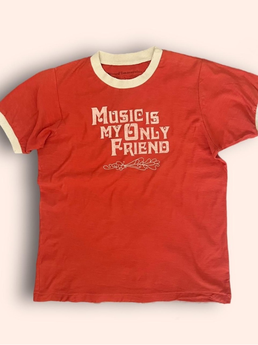 Stoned Immaculate Red Graphic Ringer Tee - "Music Is My Only Friend"